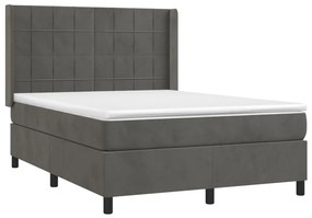 ΚΡΕΒΑΤΙ BOXSPRING ΜΕ ΣΤΡΩΜΑ &amp; LED ΣΚ. ΓΚΡΙ 140X190ΕΚ. ΒΕΛΟΥΔΙΝΟ 3139560