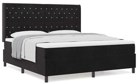vidaXL Κρεβάτι με ελατήρια με κεφαλάρι Μαύρο 180 x 200 cm Βελούδο