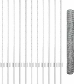 vidaXL Τεντώτο με στήριγμα Ασημί 1 x 25 m Ατσάλι