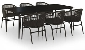 vidaXL Σετ Τραπεζαρίας Κήπου 7 Τεμαχίων Μαύρο
