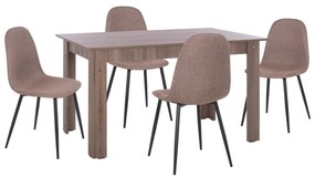 Σετ τραπεζαρίας C11618.07 5 τμχ σε Sonoma oak και Μπέζ ύφασμα