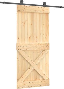 vidaXL Συρόμενη Πόρτα Φυσικό και Μαύρο 95 x 210 cm