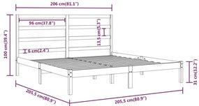 vidaXL Σκελετός Κρεβ. Χωρίς Στρώμα Λευκό 200x200 εκ Μασίφ Πεύκο