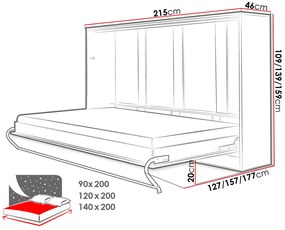 Κρεβάτι τοίχου Concept Pro II-Gkri-90 x 200