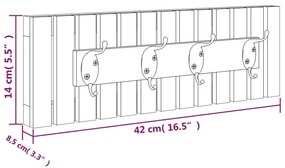 vidaXL Κρεμάστρα Τοίχου 42 x 8,5 x 14 εκ. από Μασίφ Ξύλο Καρυδιάς