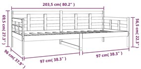 Καναπές Κρεβάτι Γκρι 90 x 200 εκ. από Μασίφ Ξύλο Πεύκου - Γκρι