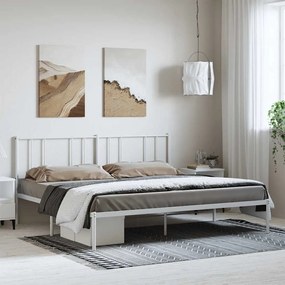 vidaXL Πλαίσιο Κρεβατιού με Κεφαλάρι Λευκό 193 x 203 εκ. Μεταλλικό