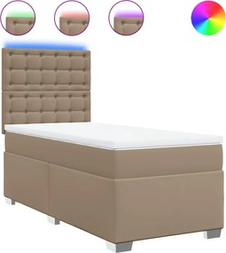 vidaXL Κρεβάτι Boxspring με Στρώμα Καπουτσίνο 100x200εκ.από Συνθ.Δέρμα