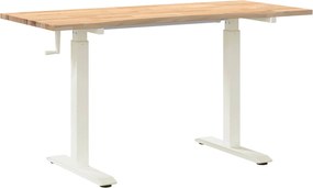 vidaXL Γραφείο Λευκό και Φυσικό 140 x 60 cm Στερεό Ξύλο Δρυός