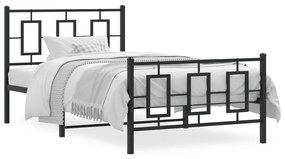 Πλαίσιο Κρεβατιού με Κεφαλάρι&amp;Ποδαρικό Μαύρο 100x200εκ. Μέταλλο