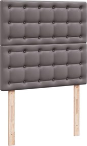 vidaXL Κρεβάτι Boxspring με Στρώμα Γκρι 100x200εκ. από Συνθετικό Δέρμα