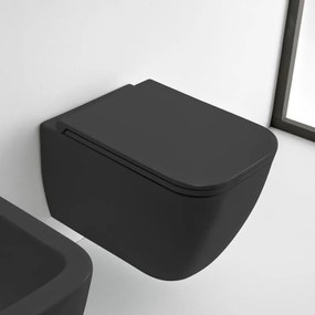 Scarabeo Teorema Clean Flush Black Matt 512600SC-401 Λεκάνη Κρεμαστή Rimless 52cm με κάλυμμα βακελίτη Slim Soft Close αποσπώμενο