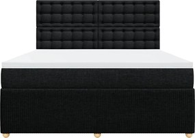 vidaXL Κρεβάτι Boxspring με Στρώμα Μαύρο 180x200 εκ. Υφασμάτινο
