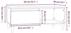 Τραπεζάκι Σαλονιού Γκρι Sonoma 90x50x36,5εκ. Επεξεργασμένο Ξύλο - Γκρι