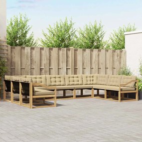 vidaXL Σειρά Καναπέ Εξωτερικού με μαξιλάρι 9 pcs Λευκό και Μπεζ