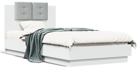 Πλαίσιο Κρεβατιού με Κεφαλάρι Λευκό 90x190 εκ. Επεξεργ. Ξύλο