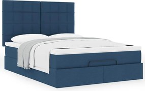 vidaXL Οθωμανικό κρεβάτι με στρώμα μπλε 140x200cm ύφασμα