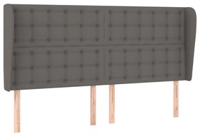 Κεφαλάρι με Πτερύγια Γκρι 203x23x118/128 εκ. Συνθετικό Δέρμα - Γκρι