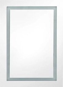 vidaXL Καθρέφτης Μπάνιου με Ντουλάπι &amp; LED Λαμπερό Λευκό 50x13x70 εκ.