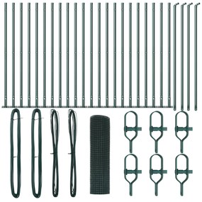 vidaXL Welded Wire Fence με 13 πλάγιους πόλους Πράσινο 0.4x50 μ Χάλυβας