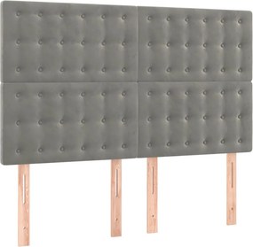 vidaXL Κρεβάτι Boxspring με Στρώμα&amp;LED Αν. Γκρι 140x190 εκ. Βελούδινο