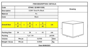 Σκαμπώ Cony PU Μαύρο 37x37x42cm