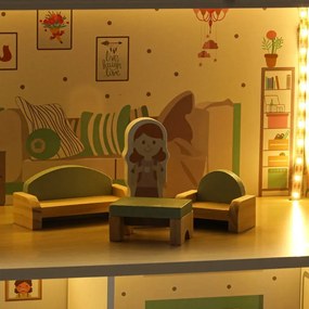 Ξύλινο Κουκλόσπιτο Ροζ KX3053 IKONKA