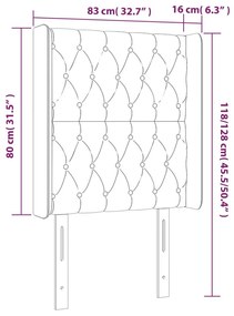 Κεφαλάρι Κρεβατιού LED Σκούρο Γκρι 83x16x118/128εκ. Βελούδινο - Γκρι