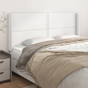 Κεφαλάρι με Πτερύγια Λευκό 183x16x118/128 εκ. Συνθετικό Δέρμα - Λευκό