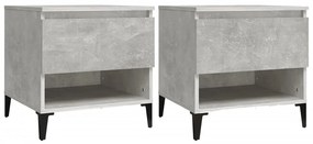 vidaXL Βοηθητικά Τραπέζια 2 τεμ Γκρι Σκυροδ. 50x46x50 εκ. Επεξ. Ξύλο