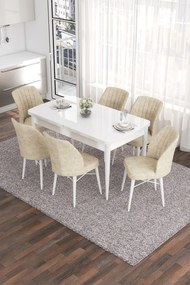 Extendable Dining Table &amp; Chairs Set (7 Pieces) Eva - White, Cream White
Cream