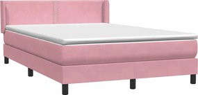 vidaXL Κρεβάτι Boxspring με Στρώμα Ροζ 160x210 εκ. Βελούδινο