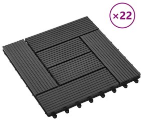 vidaXL Πλακάκια Deck 22 τεμ. Μαύρα 30 x 30 εκ. 2 μ² από WPC