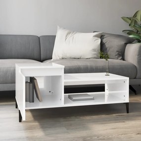 vidaXL Τραπεζάκι Σαλονιού Γυαλ. Λευκό 100x50x45 εκ. Επεξεργ. Ξύλο