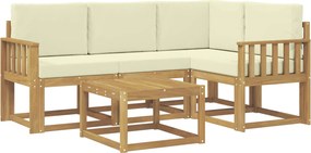 vidaXL Σειρά Καναπέ Εξωτερικού με μαξιλάρι 5 pcs Λευκό και Κρεμ