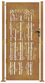 vidaXL Πόρτα Κήπου από Μπαμπού με Σχέδιο Ατσάλι Corten 100 x 200 εκ.