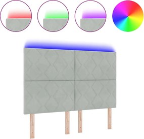 vidaXL LED κεφαλάρι Ανοιχτό γκρι 144 cm Βελούδο
