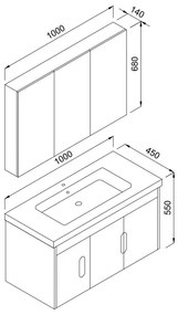 Σετ Έπιπλο Μπάνιου ADA 100 Λευκή Ματ Λάκα 100x45x150 εκ.