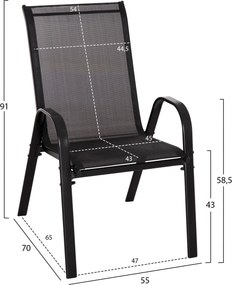 ΣΕΤ ΤΡΑΠΕΖΑΡΙΑΣ 5ΤΜΧ ADAM HM10896.03 ΤΡΑΠΕΖΙ 120x70εκ &amp; 4 ΠΟΛΥΘΡΟΝΕΣ--ΜΑΥΡΟ