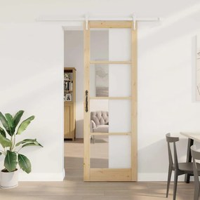 vidaXL Ολισθητή Πόρτα Καφέ 78 x 232 cm Ξύλο και μέταλλο