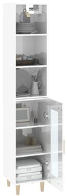 vidaXL Ντουλάπι Γυαλ. Λευκό 34,5 x 34 x 180 εκ. από Επεξεργασμένο Ξύλο