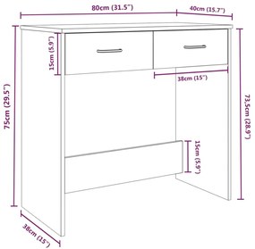 Γραφείο Καφέ Δρυς 80 x 40 x 75 εκ. από Επεξεργασμένο Ξύλο - Καφέ