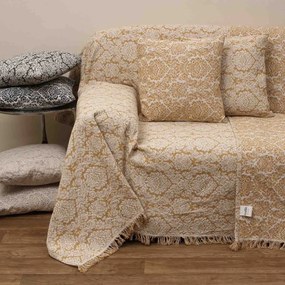 Ριχτάρια ζακάρ Βαμβακερά 1553 Gold Anna Riska Four-Seater 180x320cm 100% Βαμβάκι