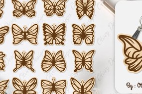 Σετ των 3 Intra απο ξύλο plywood 3mm-4mm πάχος κοπής με μπρελόκ Butterfly Δίασταση 6x6 cm INTRAFABR-100165510