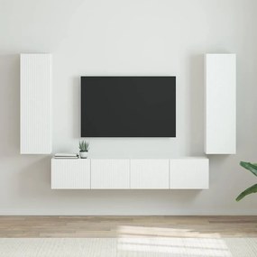 vidaXL Ντουλάπι Τηλεόρασης Τοίχου Επιτοίχιο 2 pcs Λαμπερό Λευκό