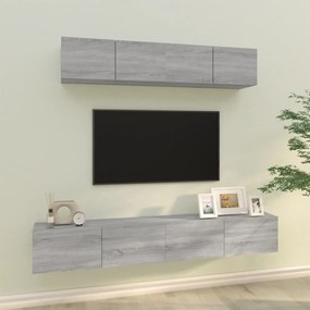 vidaXL Σετ Επίπλων Τηλεόρασης 4 Τεμ. Γκρι Sonoma Επεξεργασμένο Ξύλο