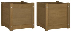 vidaXL Ζαρντινιέρες 2 τεμ. Μελί 40 x 40 x 40 εκ. από Μασίφ Ξύλο Πεύκου