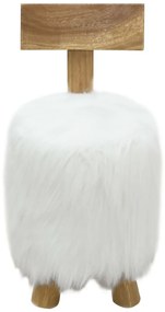 vidaXL Σκαμπό Λευκό από Μασίφ Ξύλο Teak