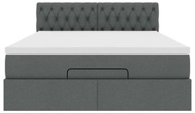 vidaXL Οθωμανικό κρεβάτι με στρώμα σκούρο γκρι 140x190cm ύφασμα