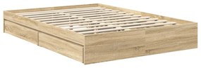 vidaXL Κρεβάτι Αποθήκης Δρύς Sonoma 140 x 200 cm Επεξεργασμένο ξύλο